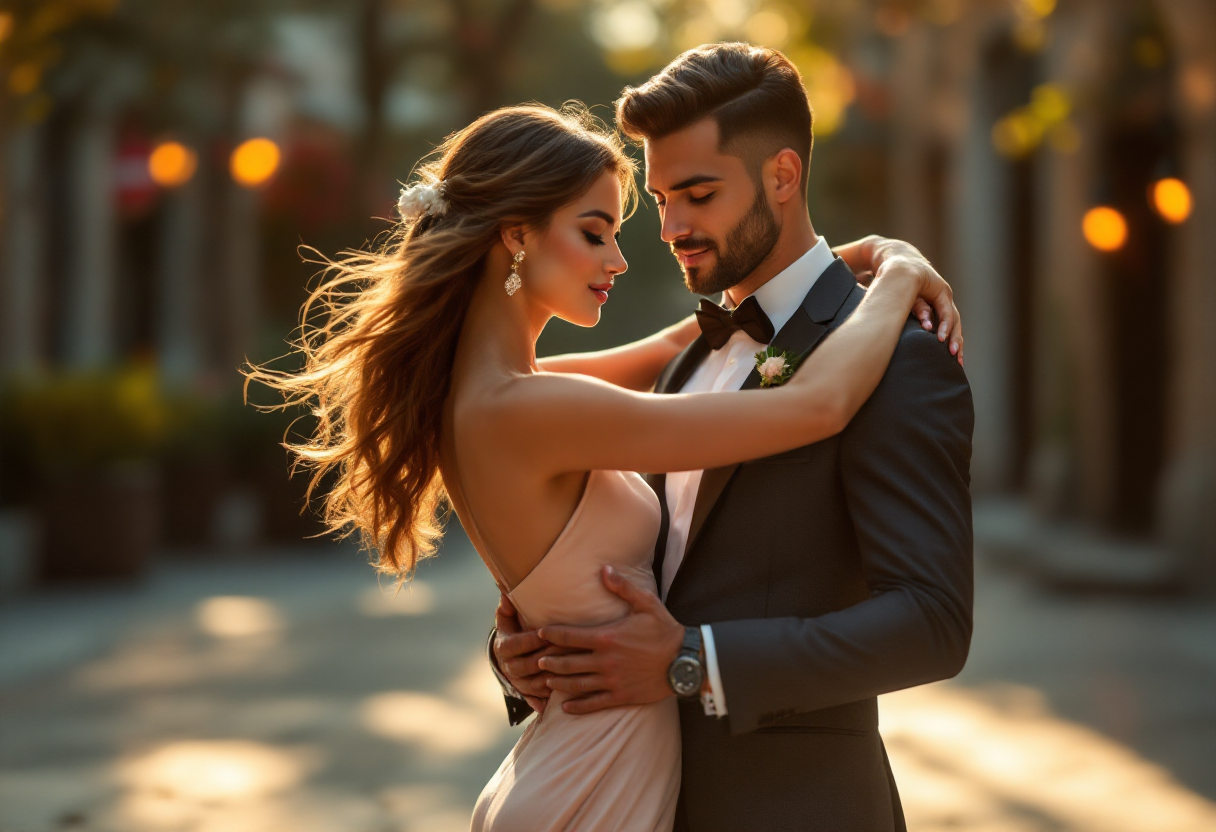 a man and woman hugging